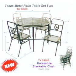 Texas metal patio table set 5 pc